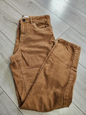 YMI Miami High Rise Corduroy Pants Brown Camel Size 5 High Waisted Straight Mom